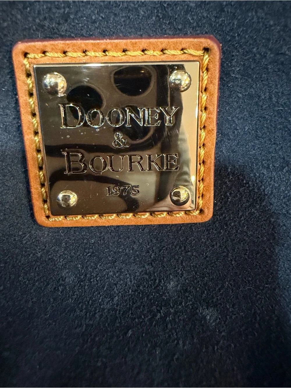 Dooney & Bourke Navy Suede hobo Shoulder Bag with Tan Leather Trim
